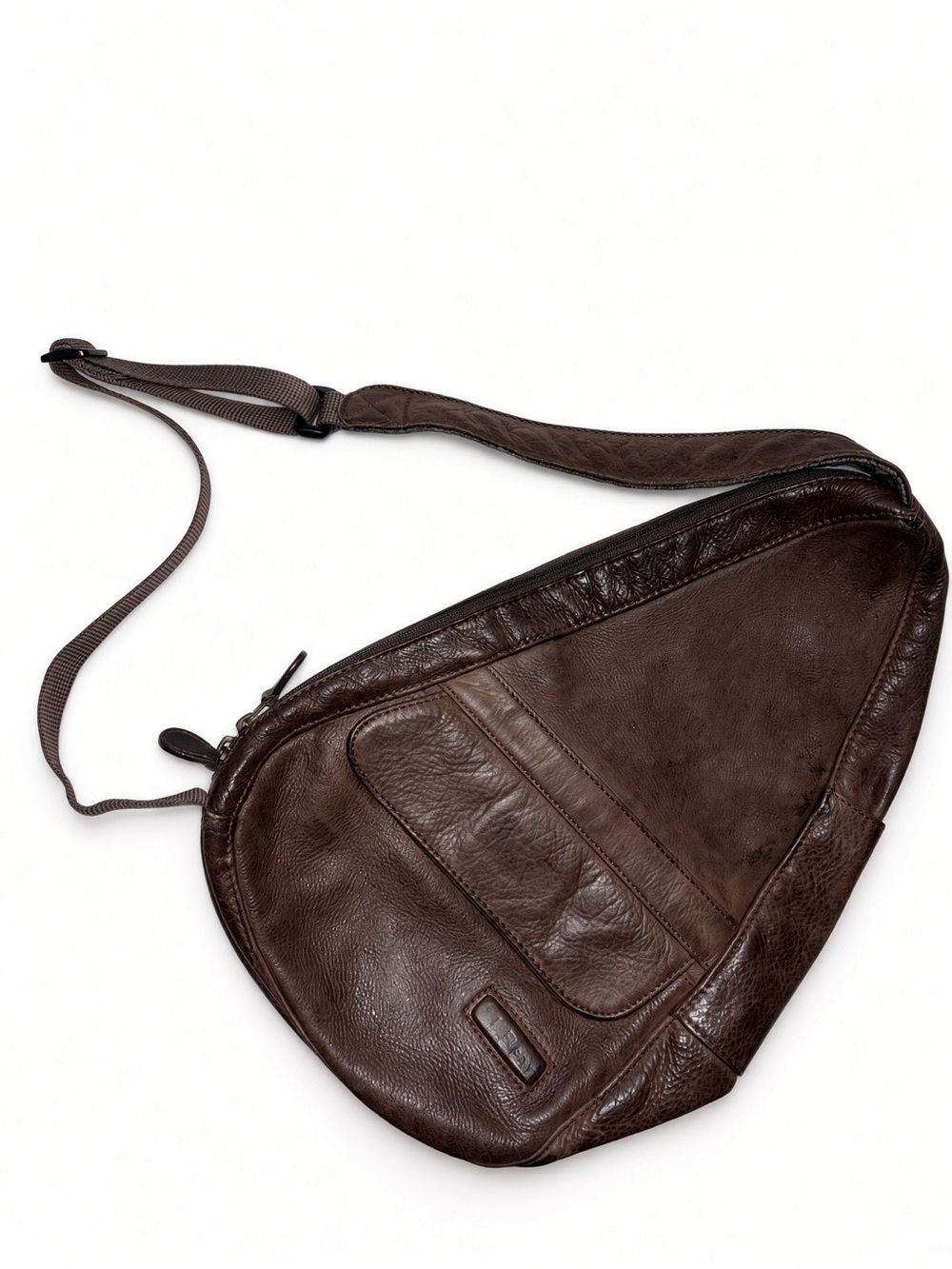 L.L.Bean Brown Leather AmeriBag Teardrop Sling Crossbody